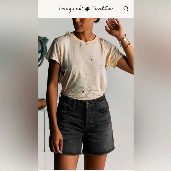 imogene + willie Washed Black High-Rise Jean Shorts - Picture 3 of 12
